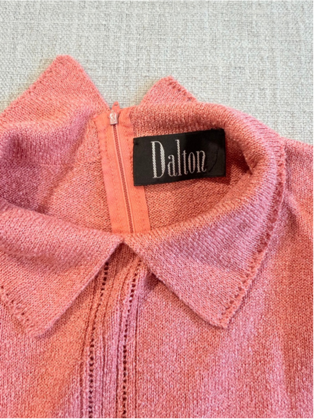Dalton vintage union made short sleeve knit sweater polo in a dusty rose size 8 - Picture 4 of 9